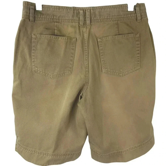 London & London Canvas Bermuda Mid Rise Jeans Shorts Straight Leg Size 10 Khaki - Picture 2 of 10